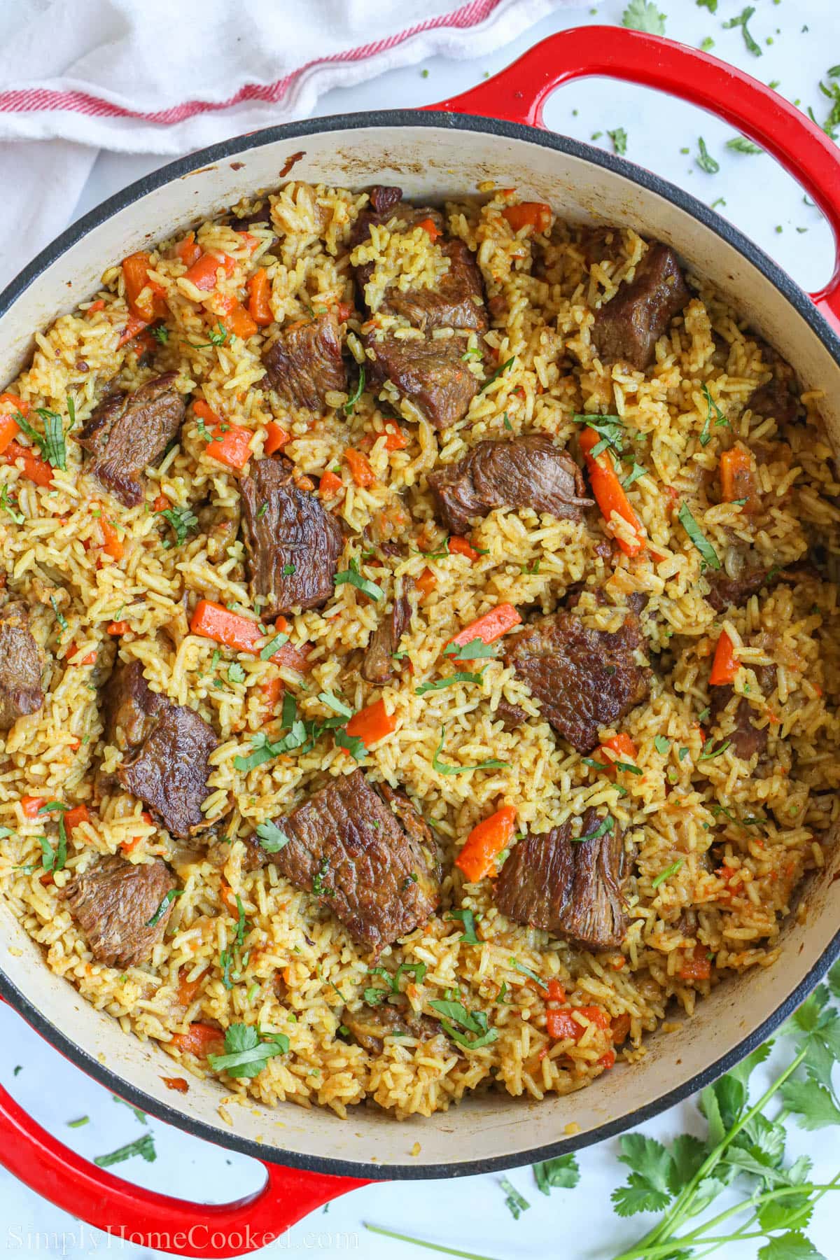 Plov in a dutch oven. 