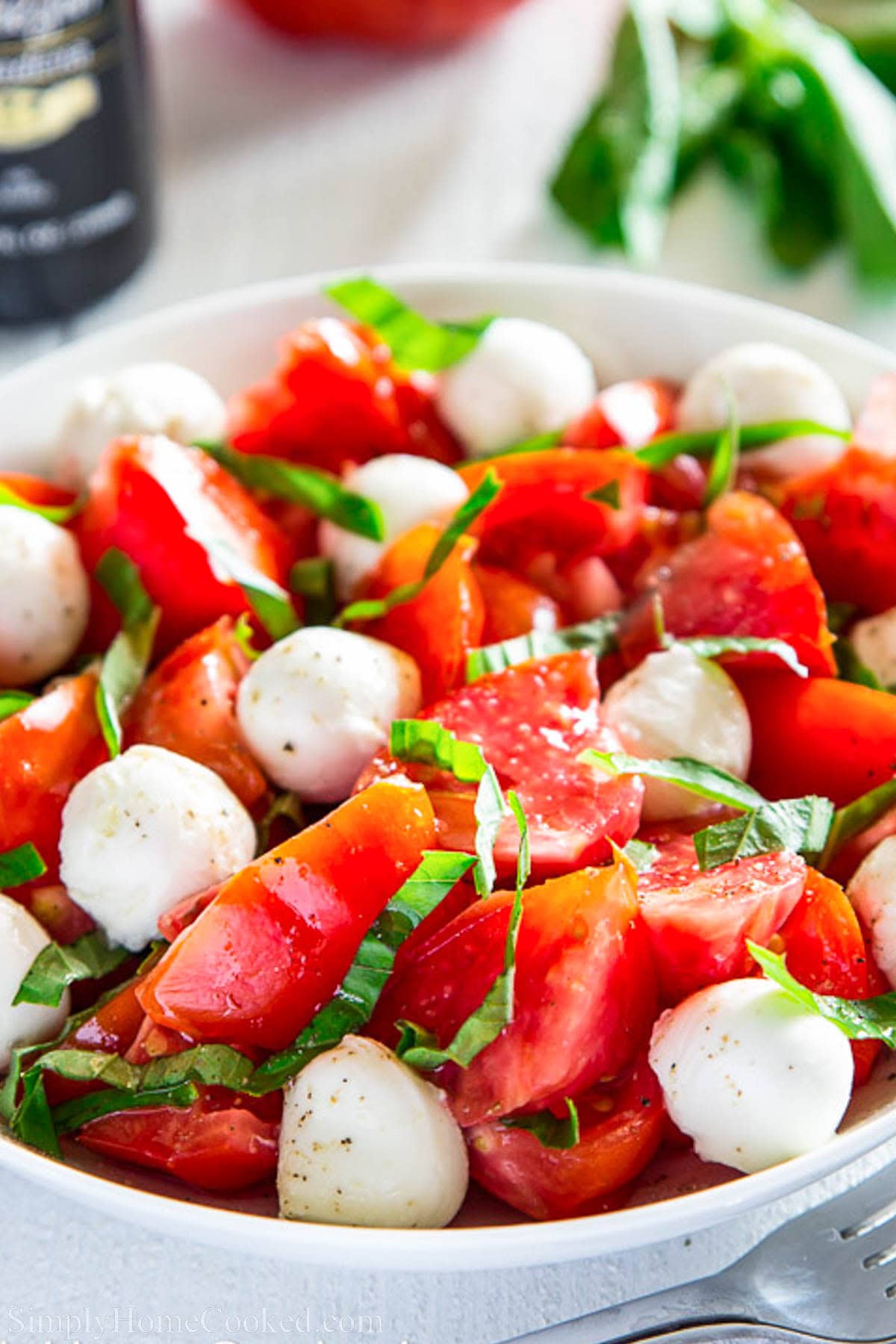 Close up of Chopped Caprese Salad.