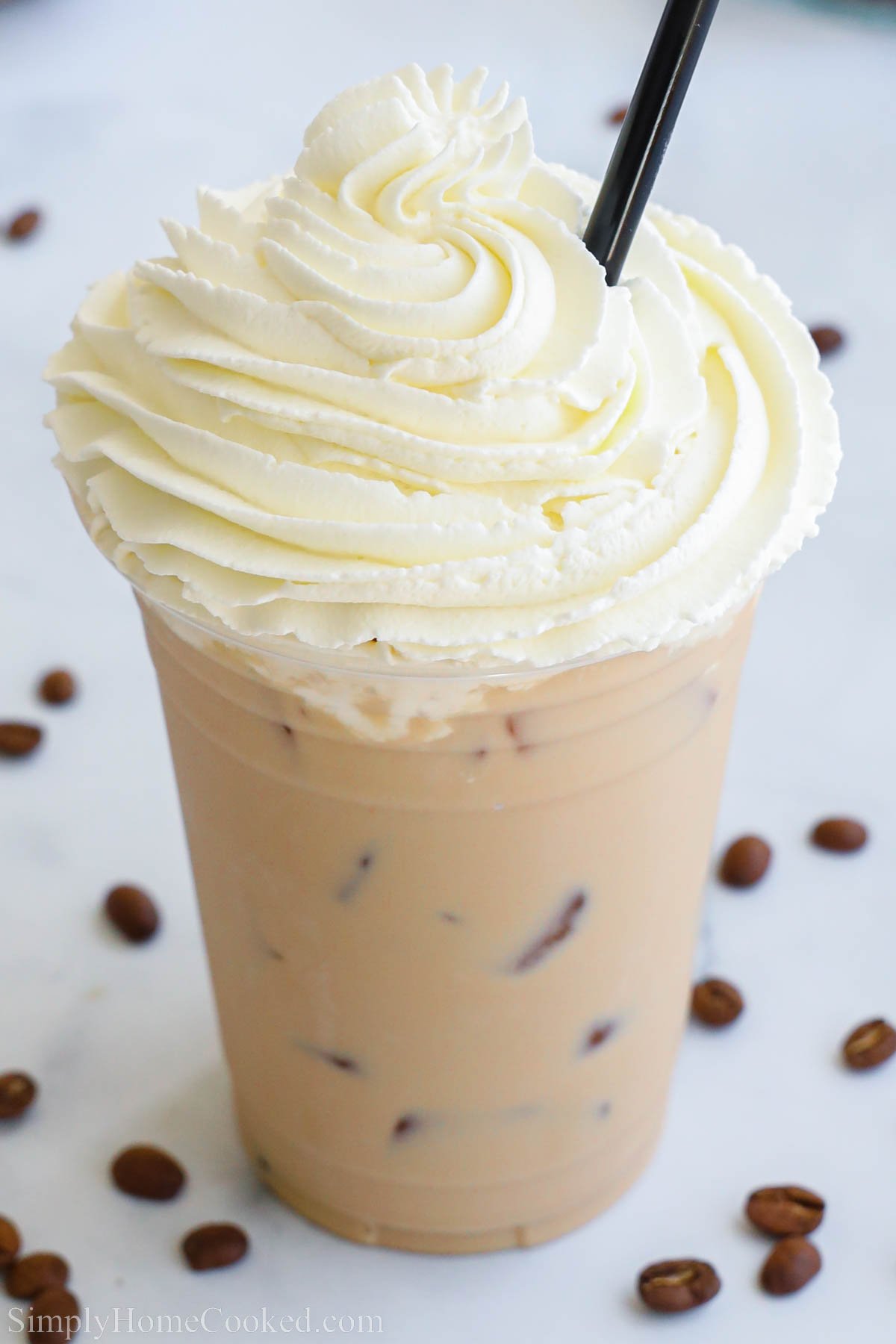Close up of Iced White Chocolate Mocha. 