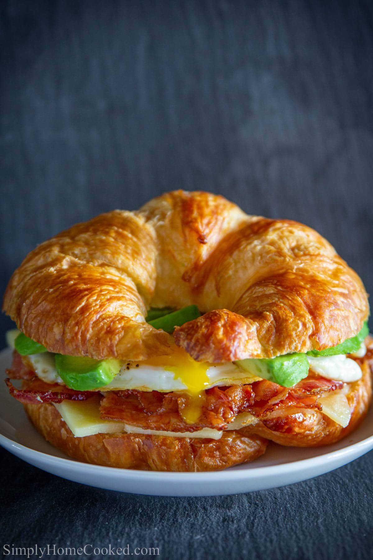 Croissant Breakfast Sandwich on a plate.