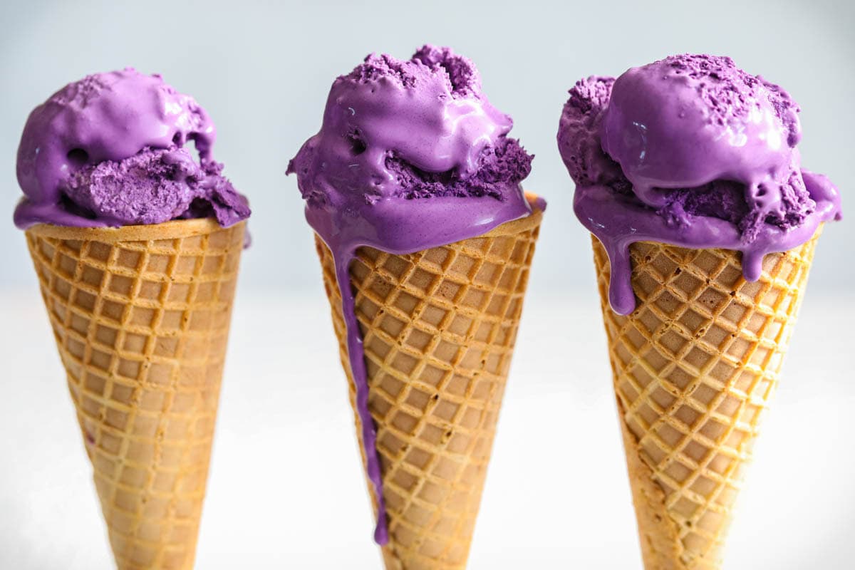 Ube Ice Cream cones.