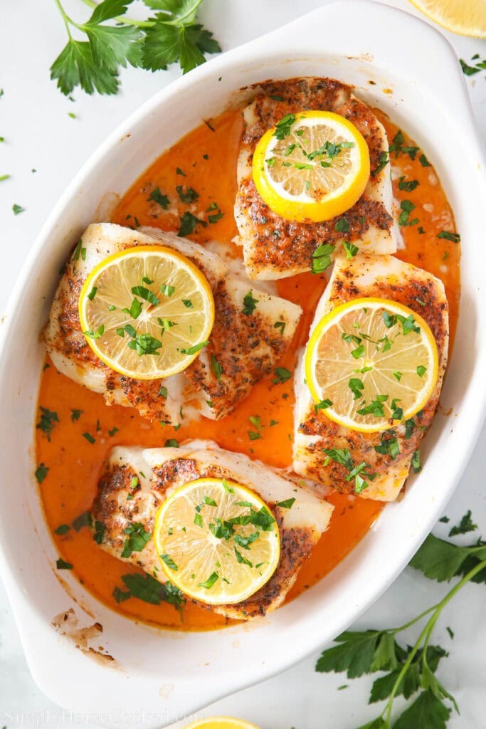 Coocked Cod Lemon Butter Baked Cod - Simply Home Cooked