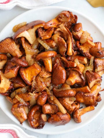 Plate of Sauteed Chanterelle Mushrooms.