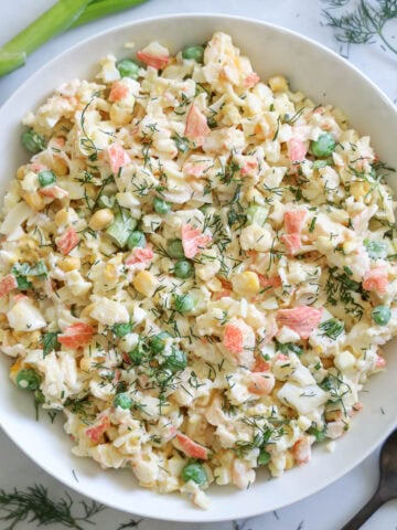 Crab Salad in a bowl.