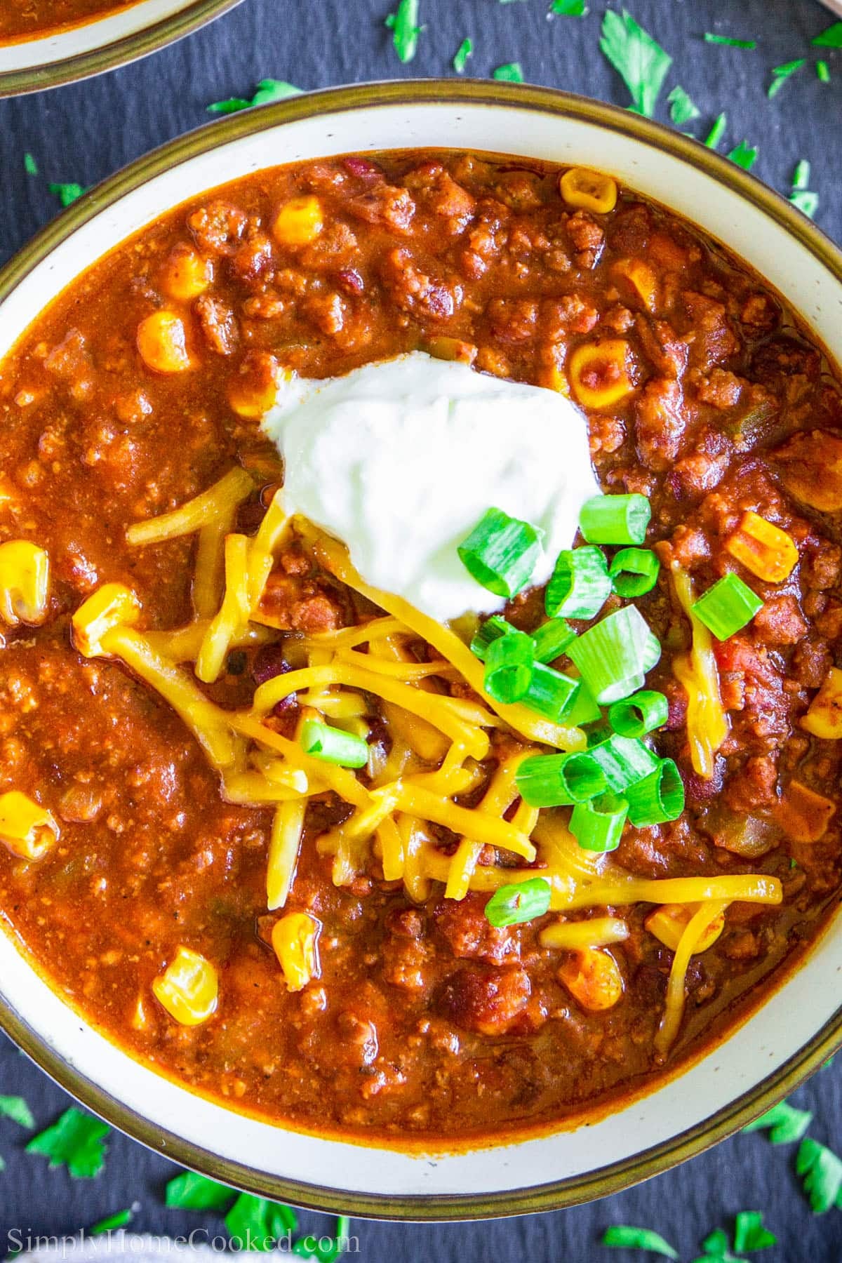 Close up of Easy Beef Chili.