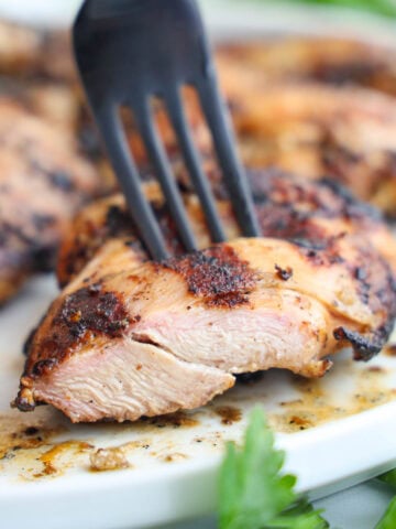 Close up of a piece of Grilled Chicken Thigh.