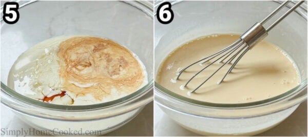 Steps to make Strawberry Scones: Add the heavy cream, vanilla, and egg and whisk together.
